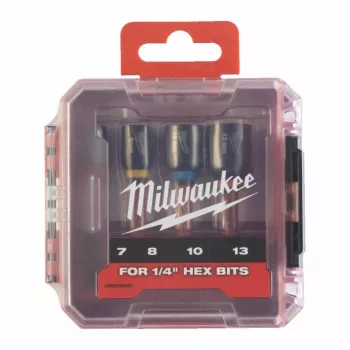 Milwaukee SHOCKWAVE Impact Duty 4-delige diepboor-dopsleutelset 7/8/10/13mm (65mm) 1/4 inch zeskant