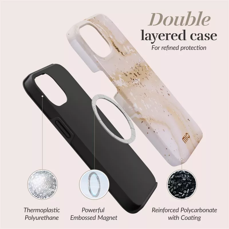 MIO Gold Marble MagSafe-compatibele hoes voor iPhone 13/14/15