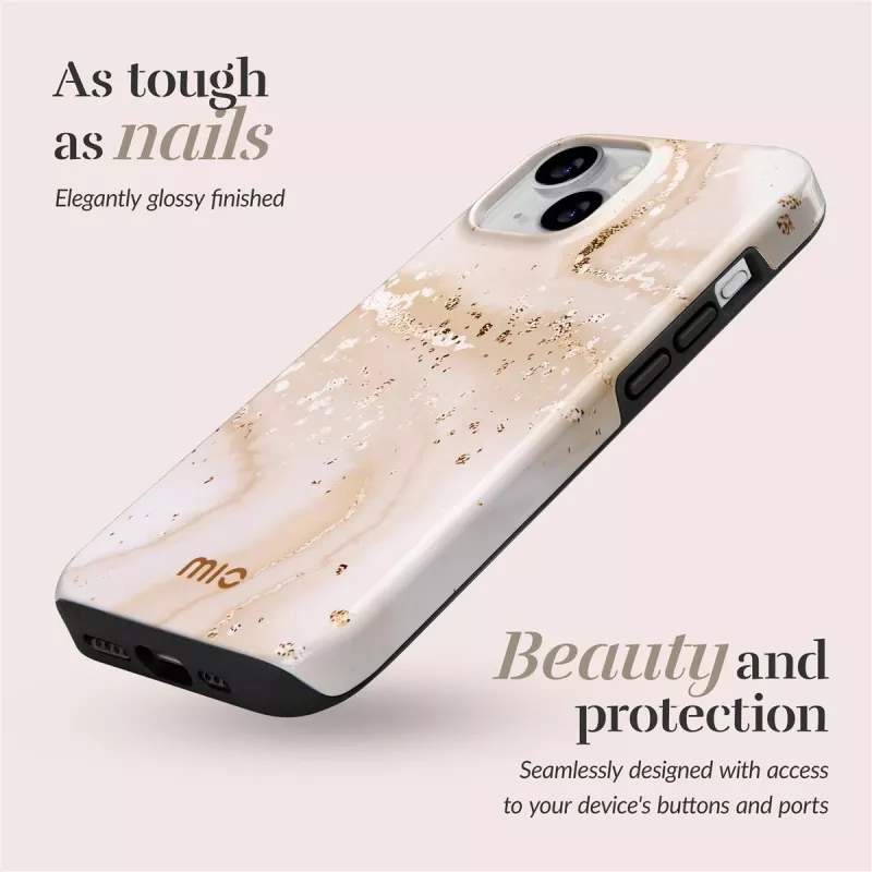 MIO Gold Marble MagSafe-compatibele hoes voor iPhone 16 Plus