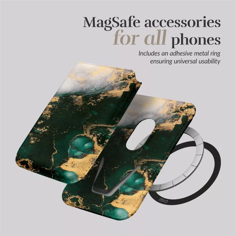 MIO Green Marble MagSafe Case Compatible Card Holder