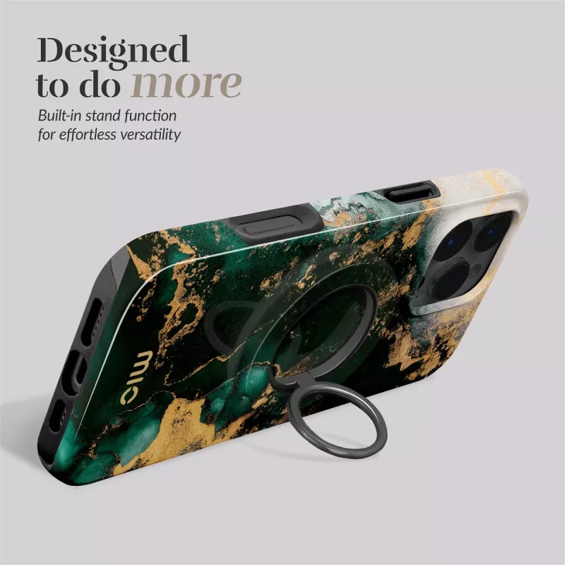 MIO Green Marble Magsafe Case compatibel met ringhouder