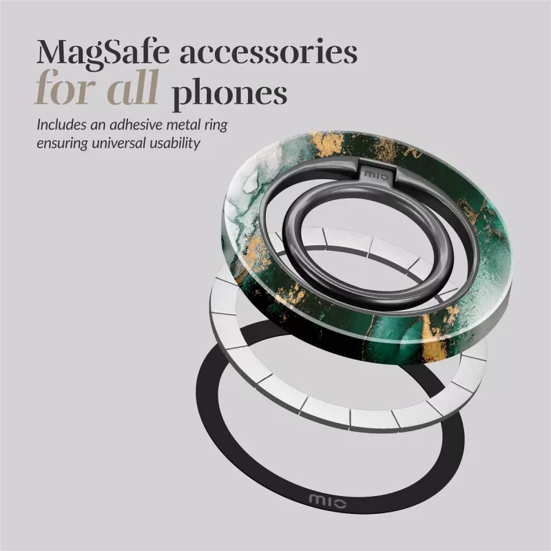 MIO Green Marble Magsafe Case compatibel met ringhouder