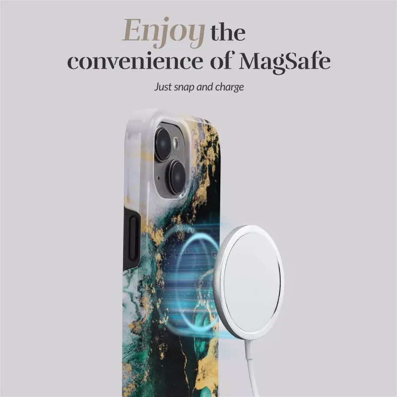 MIO Green Marble MagSafe-compatibele hoes voor iPhone 16 Plus