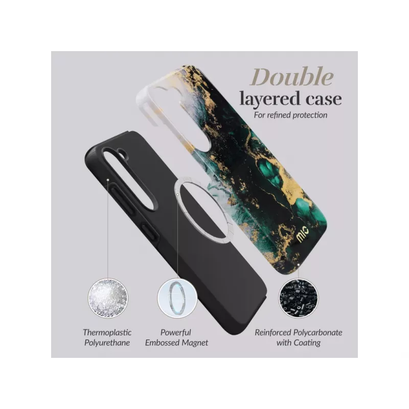 MIO Green Marble MagSafe-compatibele hoes voor Samsung S25 Plus 5G