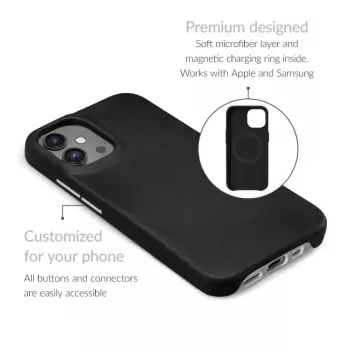 Mio Mobilize Magsafe compatibele premium lederen hoes voor Apple iPhone 17 Pro zwart