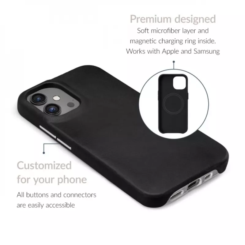 Mio Mobilize Magsafe compatibele premium lederen hoes voor Apple iPhone 17 Pro zwart