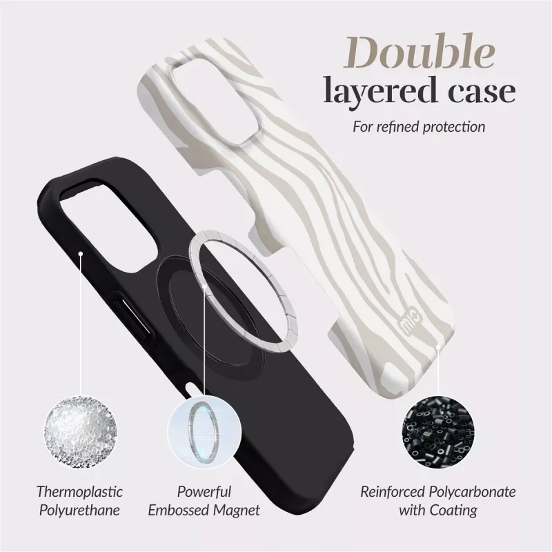 MIO Sandy Zebra MagSafe-hoes compatibel voor iPhone 15 Pro