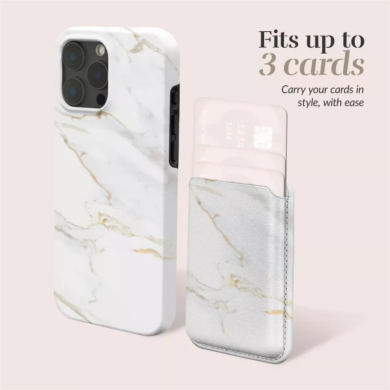 MIO White Marble MagSafe-hoesje compatibel kaarthouder