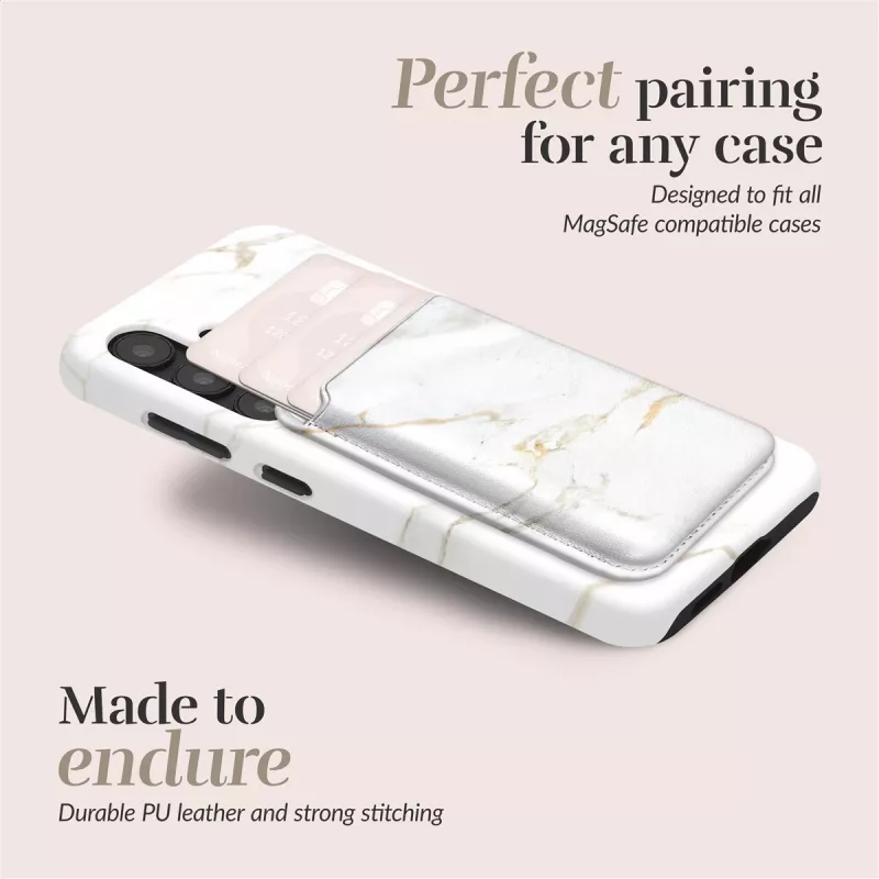 MIO White Marble MagSafe-hoesje compatibel kaarthouder