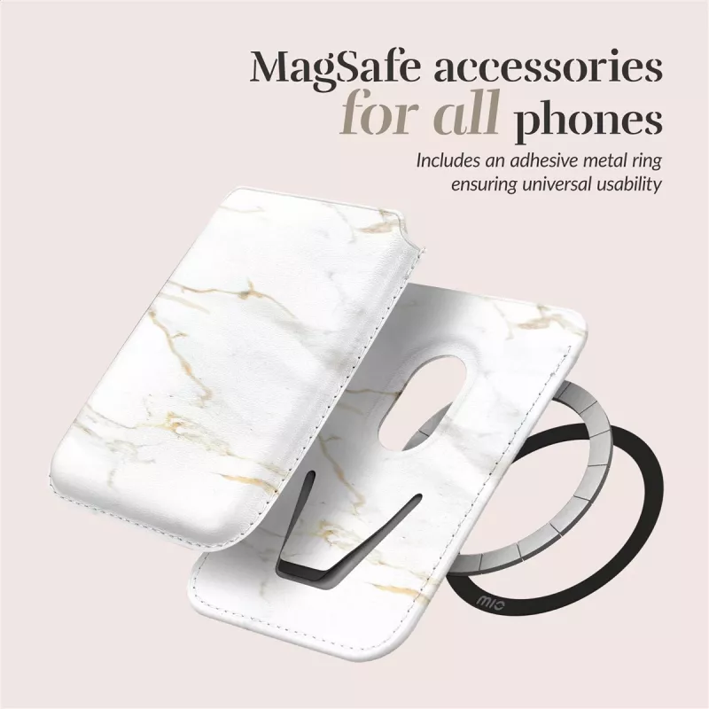 MIO White Marble MagSafe-hoesje compatibel kaarthouder