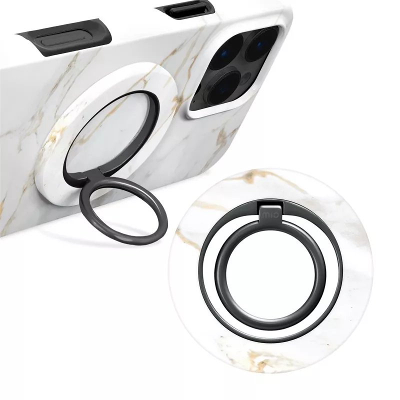 MIO White Marble Magsafe Case Compatibel Ringhouder