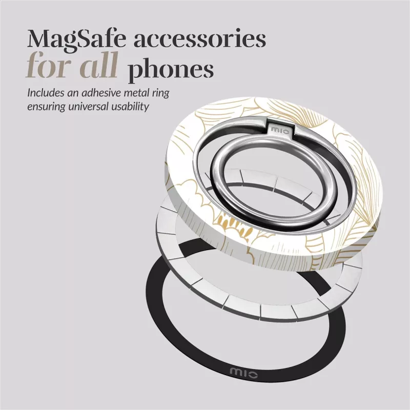 MIO White Roses MagSafe-hoesje compatibel ringhouder