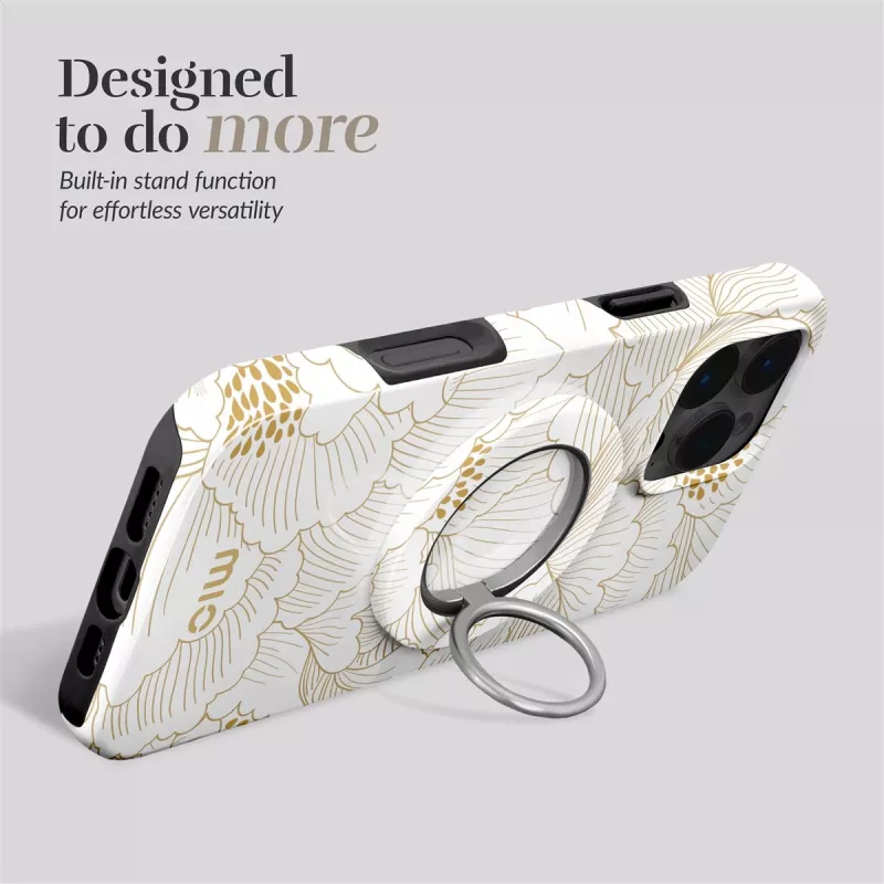 MIO White Roses MagSafe-hoesje compatibel ringhouder