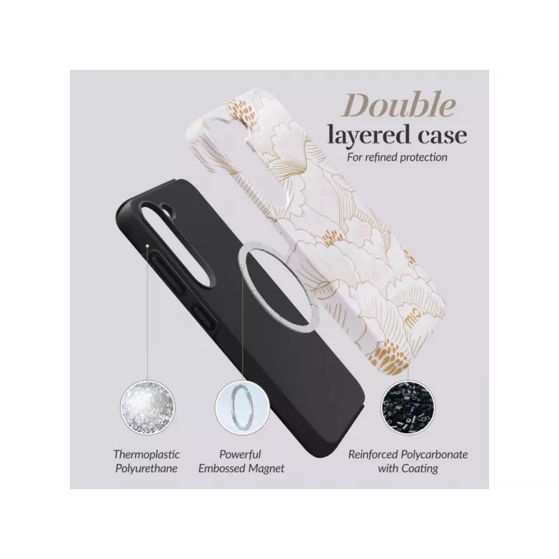 MIO White Roses Magsafe compatibele hoes voor Samsung S24 5G