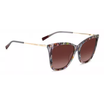 MISSONI dames Butterfly-zonnebril MIS0106SX193X - bruin gemêleerd acetaat montuur, bruine verloopglazen, UV400-bescherming