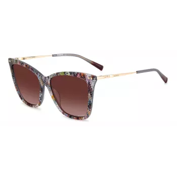 MISSONI dames Butterfly-zonnebril MIS0106SX193X - bruin gemêleerd acetaat montuur, bruine verloopglazen, UV400-bescherming