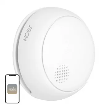 MOES SSD01 ZigBee slimme fotoelektrische rookmelder met 85dB sirene, Tuya app-meldingen, CR123A batterijvoeding, wit