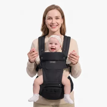 Momcozy babydrager met heupzit zwart