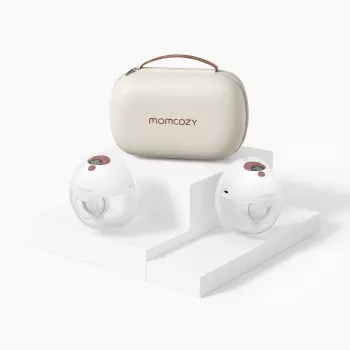 Momcozy M5 smart draagbare borstkolf – shell borstkolf, app-bediening, draadloos, dubbel, rood