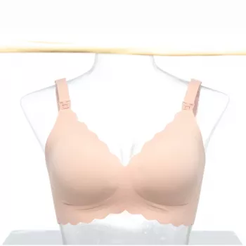 Momcozy YN46 naadloze ondersteunende bh met bloemenpatroon voedingsbh push-up beige maat M