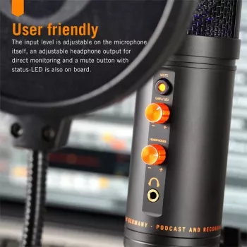 Monkey Banana MICO BK USB-condensatormicrofoon voor studio en podcasting