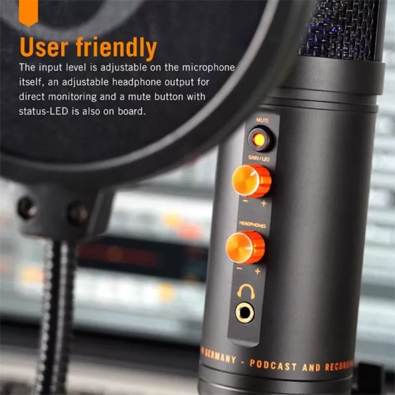 Monkey Banana MICO BK USB-condensatormicrofoon voor studio en podcasting