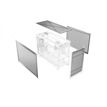 MONTECH TEN (W) mini tower pc-behuizing wit - Micro ATX / Mini-ITX, tempered glass, ARGB