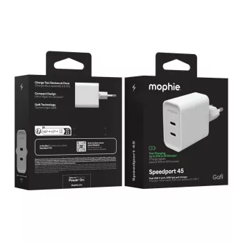 Mophie ROC GaN 45W dual USB-C wandlader - wit