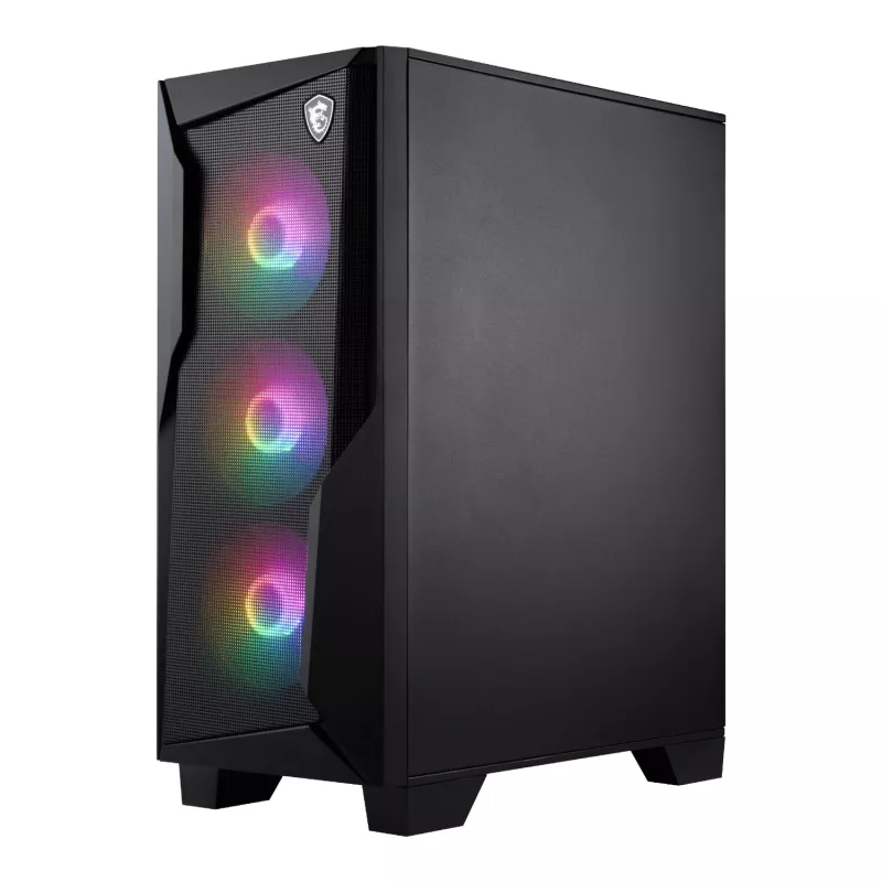MSI MAG FORGE 130A Airflow ATX mid-tower gaming-behuizing - Zwart, gehard glas, 4x ARGB-ventilator