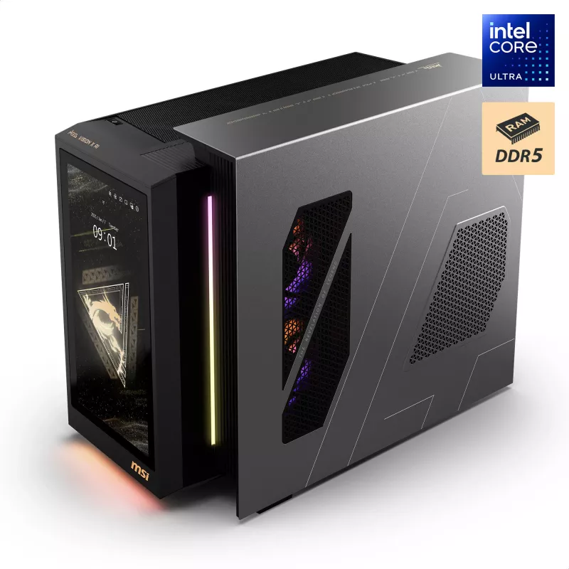 MSI MEG Vision X AI 2NVV9-285AT desktop-pc (zwart/transparant, Windows 11 Home)