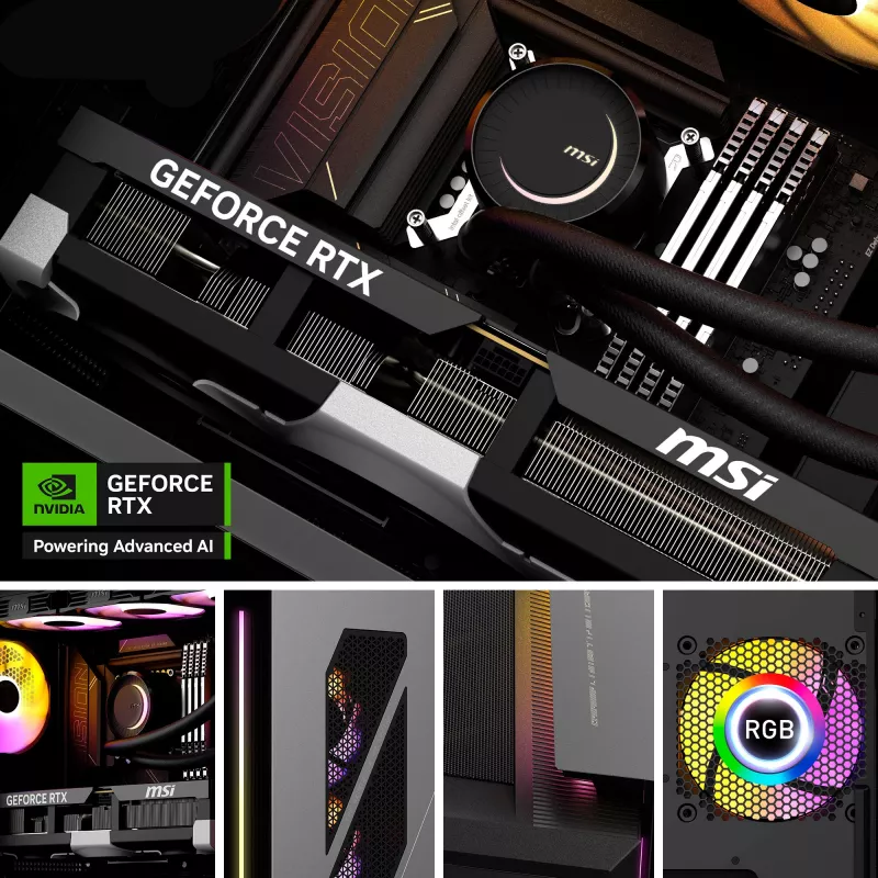 MSI MEG Vision X AI 2NVV9-285AT desktop-pc (zwart/transparant, Windows 11 Home)