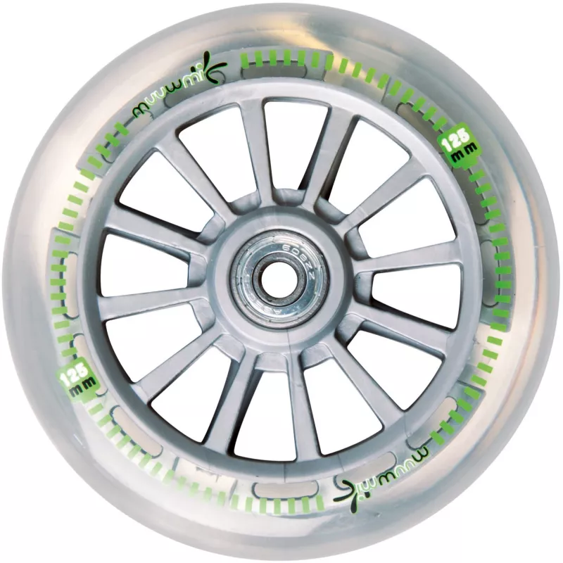 MUUWMI aluminium step Neon, 125 mm, met lichtgevende wielen