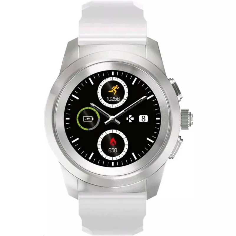 MyKronoz ZeTime smartwatch zilver/wit siliconen vlak