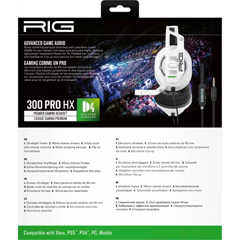 NACON RIG 300HX gaming headset voor Xbox, wit