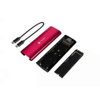 NATEC RHINO M.2 NVMe externe SSD-behuizing, USB-C 3.2 Gen 2, robijnrood