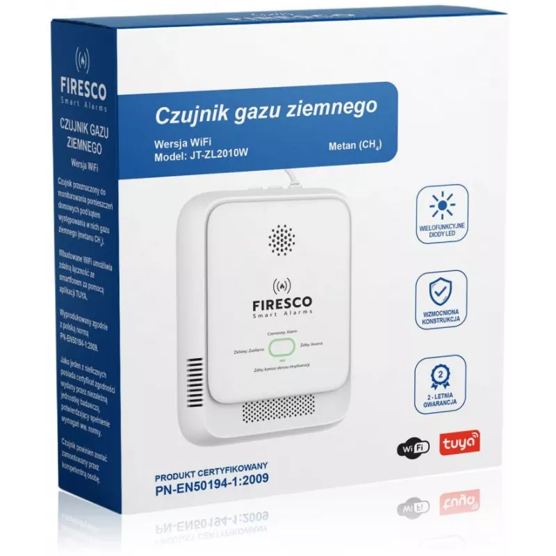 Aardgassensor Firesco JT-ZL2010W WiFi Tuya Smart Life