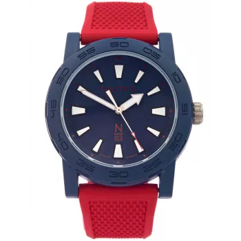Nautica Atlantic heren quartz analoog horloge NAPATF204 blauwe wijzerplaat blauwe siliconenband 42,5mm