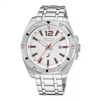 Nautica heren Accra Beach quartz analoog horloge NAPTCS221 44mm zwarte wijzerplaat siliconen band