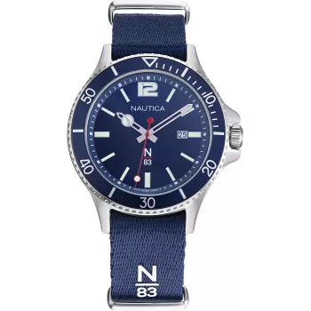 Nautica heren NAPABS904 analoog quartz horloge 43mm blauwe siliconeband