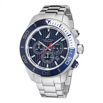 Nautica heren NAPNOF303 analoog quartz horloge 48mm zwart siliconen