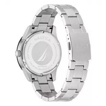 NAUTICA heren NAPPBF201 quartz analoog horloge met blauwe wijzerplaat en blauwe siliconenband, 42 mm