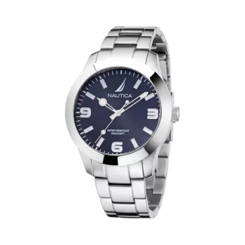 NAUTICA heren NAPPBF201 quartz analoog horloge met blauwe wijzerplaat en blauwe siliconenband, 42 mm