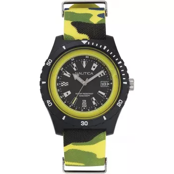 NAUTICA heren NAPSRF007 duikers geïnspireerd quartz horloge, blauwe wijzerplaat, blauwe siliconen band, 46 mm