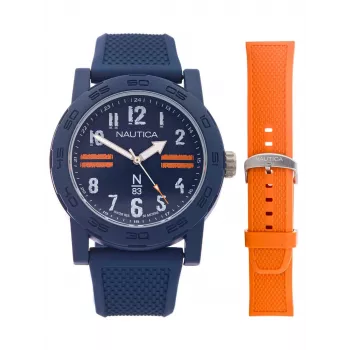 Nautica herenhorloge NAPATS306 42,5mm blauwe wijzerplaat siliconenband