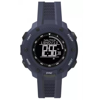 Nautica NAI19524G heren quartz analoog horloge 45mm blauwe wijzerplaat siliconen bandje