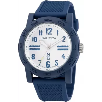 Nautica NAPATS301 herenhorloge quartz analoog 42,5mm blauwe wijzerplaat siliconen band