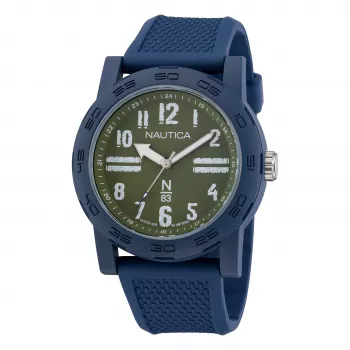 Nautica NAPATS305 heren quartz analoog horloge blauwe wijzerplaat siliconenband 42,5mm