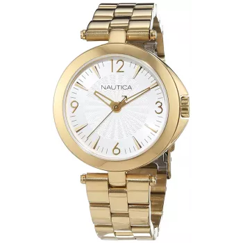 Nautica Dameshorloge NAD14001L 35mm wit leer