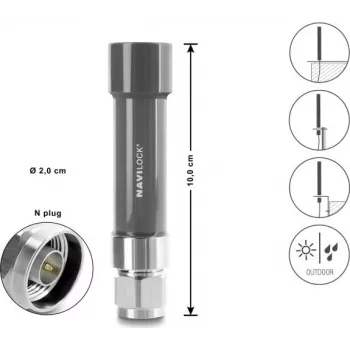 Navilock GNSS-antenne N-aansluiting 18 dB actief buiten grijs 10 cm (60738)