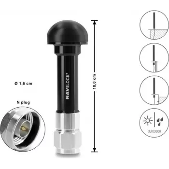 Navilock GNSS-antenne N-stekker 28 dB actief buiten zwart 10 cm (60763)